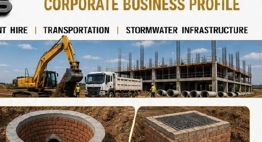 Brick and reinforced concrete manholes and catch pits under construction