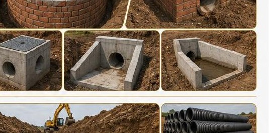 Concrete, HDPE and PVC stormwater pipes being laid in a trench