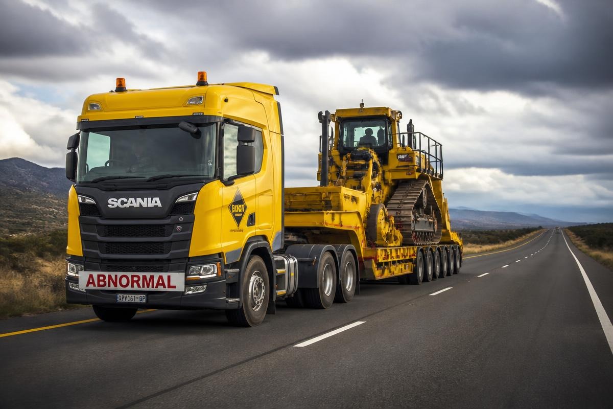 ABC Logistics truck and dump trucks used for transportation